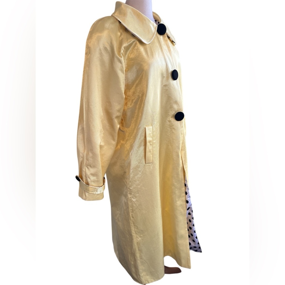 Vintage Ashro 2-piece Yellow Trench Coat w/Black & white polka dot dress Size 16 - Picture 4 of 17
